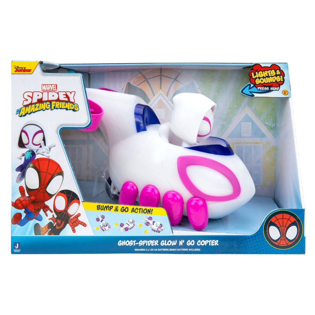 Количка Spidey Amazing Friends, Light Show Ghost Spider