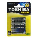 Комплект от 4 алкални батерии Toshiba, R6, Blu Line, AA