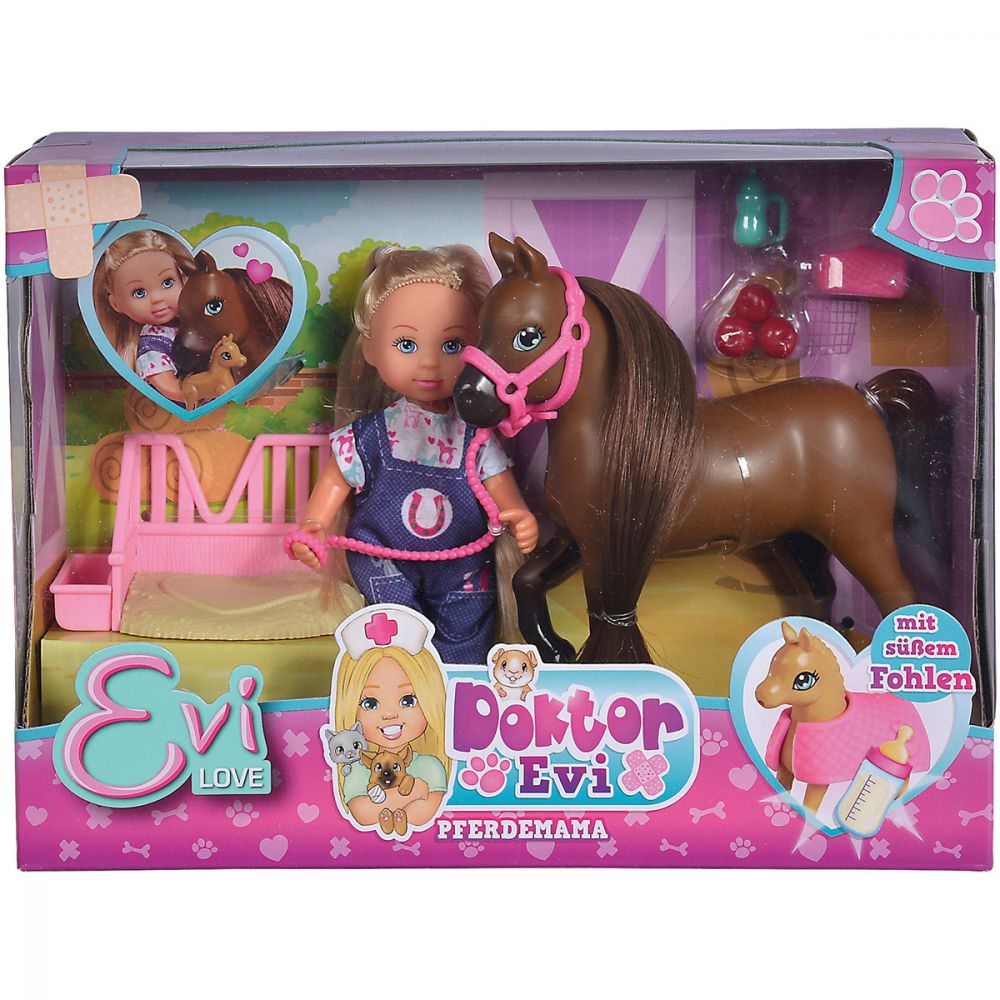 Комплект Кукла Evi Love, Ветеринарен лекар с коне