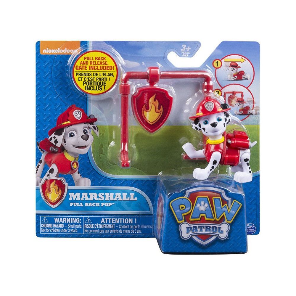 Фигурка и значка Paw Patrol, Pull Back Marshall