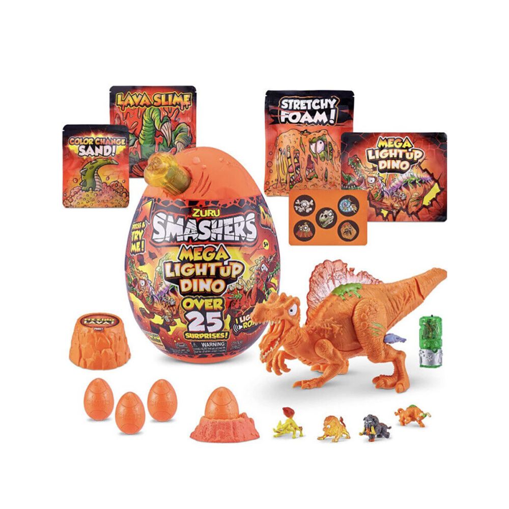 Фигурка изненада в яйце, Smashers, Mega Light Up Dino, Жълта, 21 см