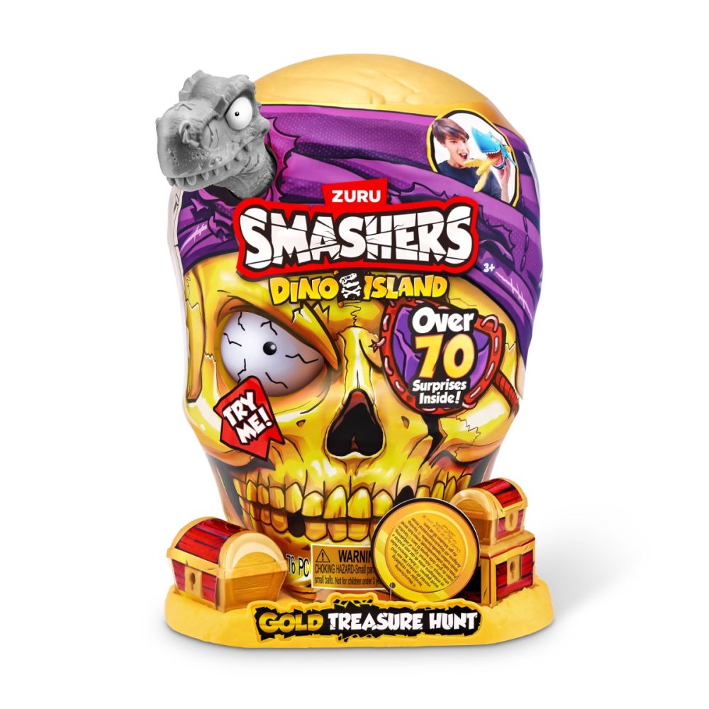 Комплект фигурки и аксесоари изненада, Smashers, Gold Treasure Hunter, Dino Island, Сив