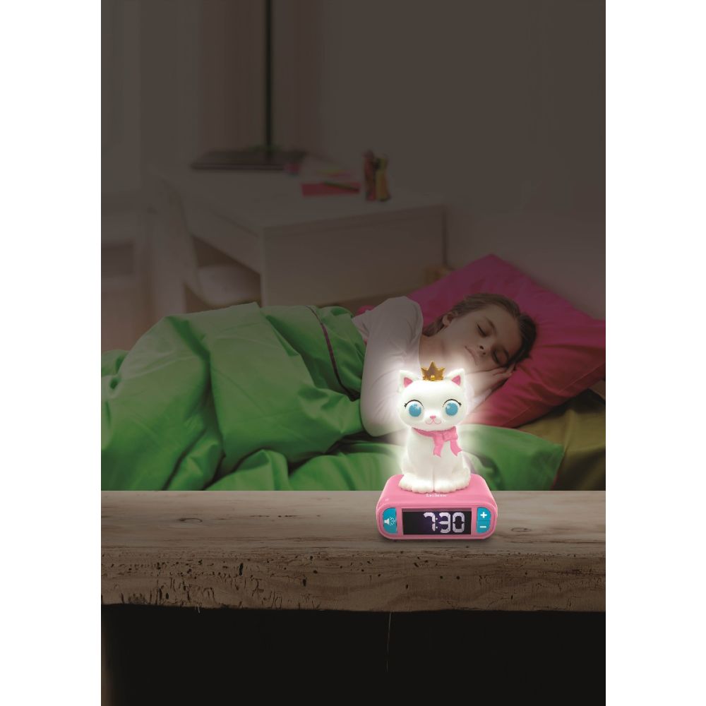Дигитален будилник с нощна лампа, Lexibook, Котка