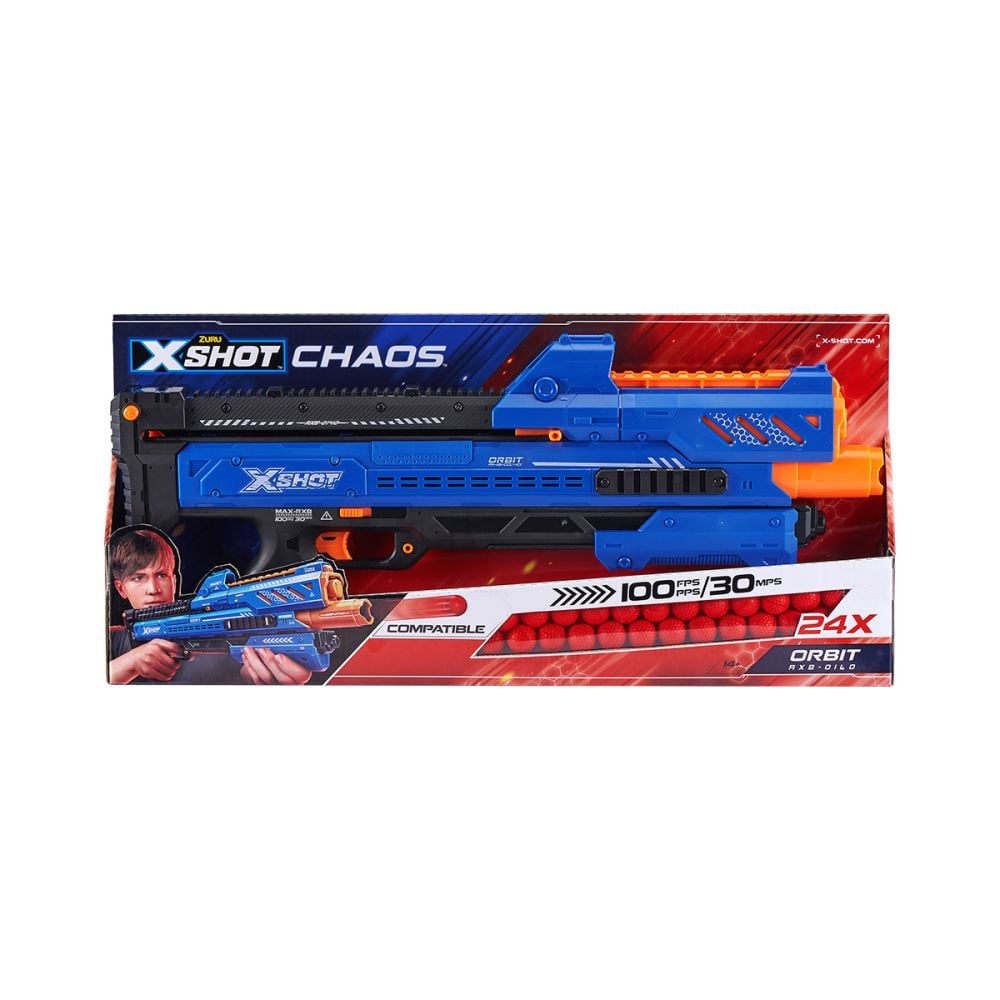 Комплект бластер X-Shot Chaos Orbit Dart Ball, 24 снаряда