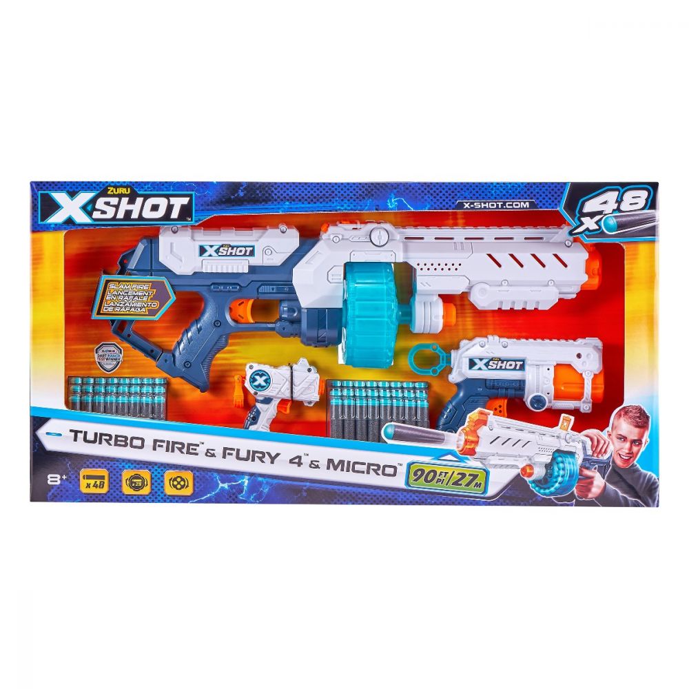 Бластер X-Shot Combo Pack Turbo Fire Fury, 48 снаряда
