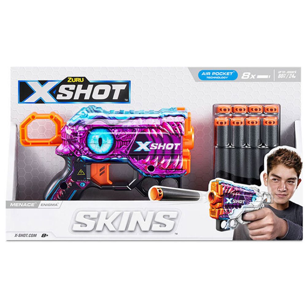 Бластер с 8 снаряда, X-Shot, Excel Skins Menace, Enigma, 36515L