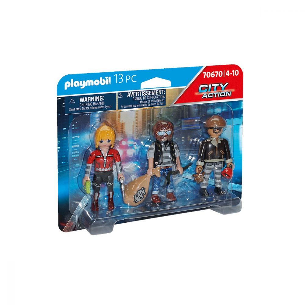 Комплект от 3 фигурки на крадци, Playmobil City Action - Полиция