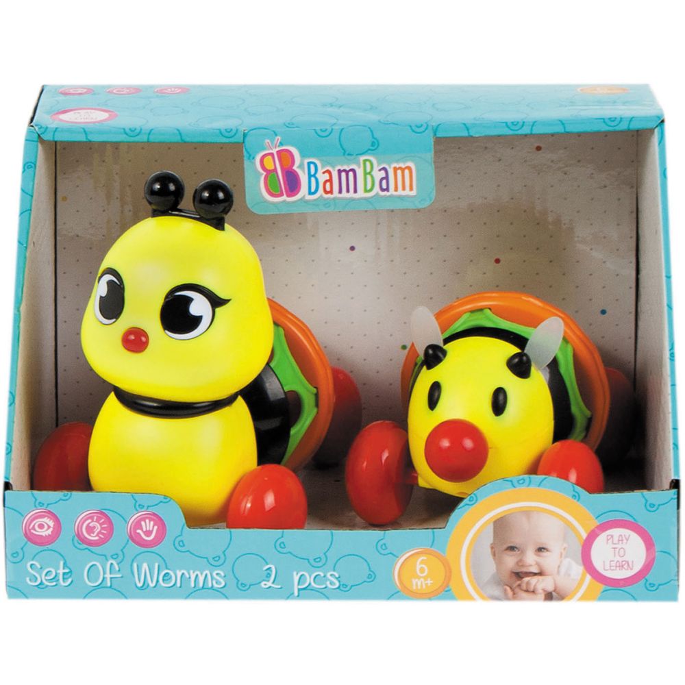 Комплект от 2 бебешки играчки BamBam, Цветни насекоми