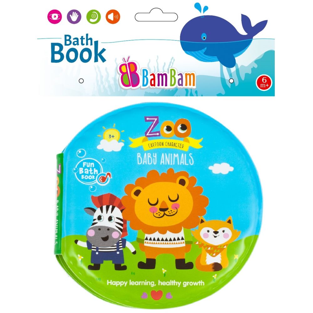 Бебешка играчка BamBam, Книжка за баня с животни от зоопарка