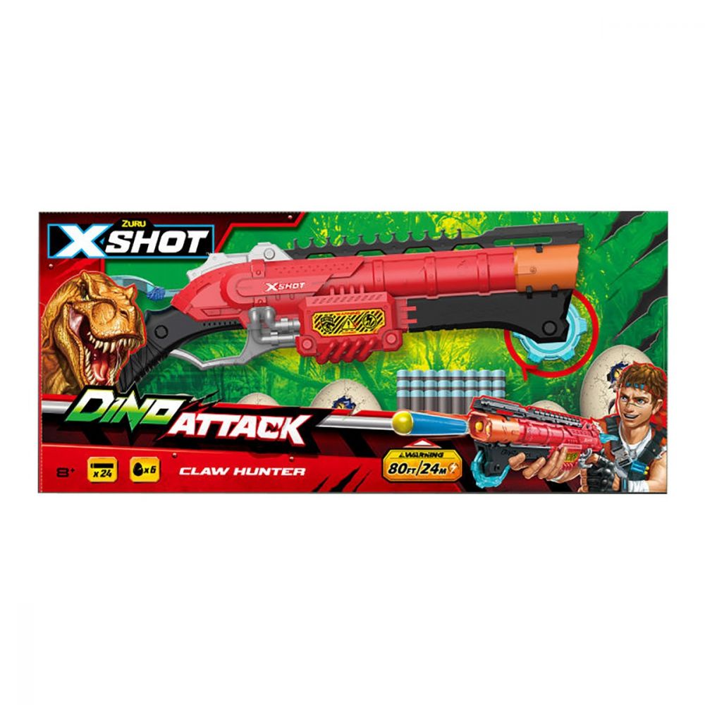 Бластер X-Shot Dino Attack Claw Hunter, 24 снаряда