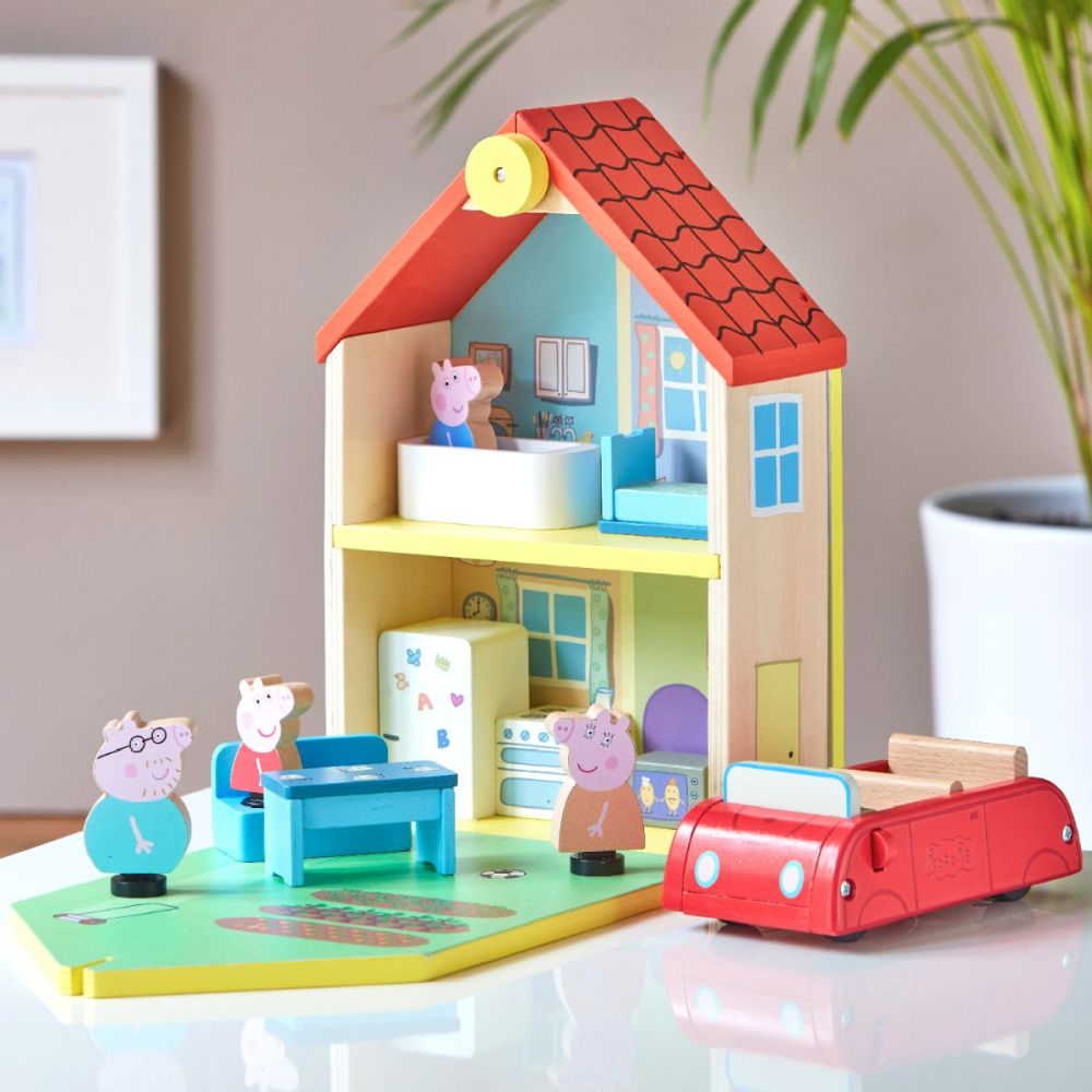Дървен комплект кола с фигурка, Peppa Pig