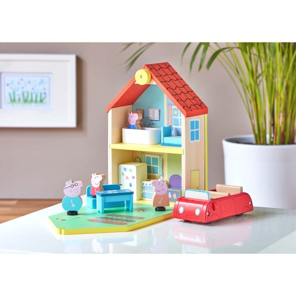 Дървен комплект кола с фигурка, Peppa Pig