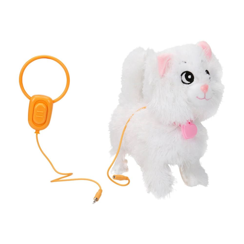 Интерактивна плюшена играчка със звуци, Puffy Friends, Котка, Бяла