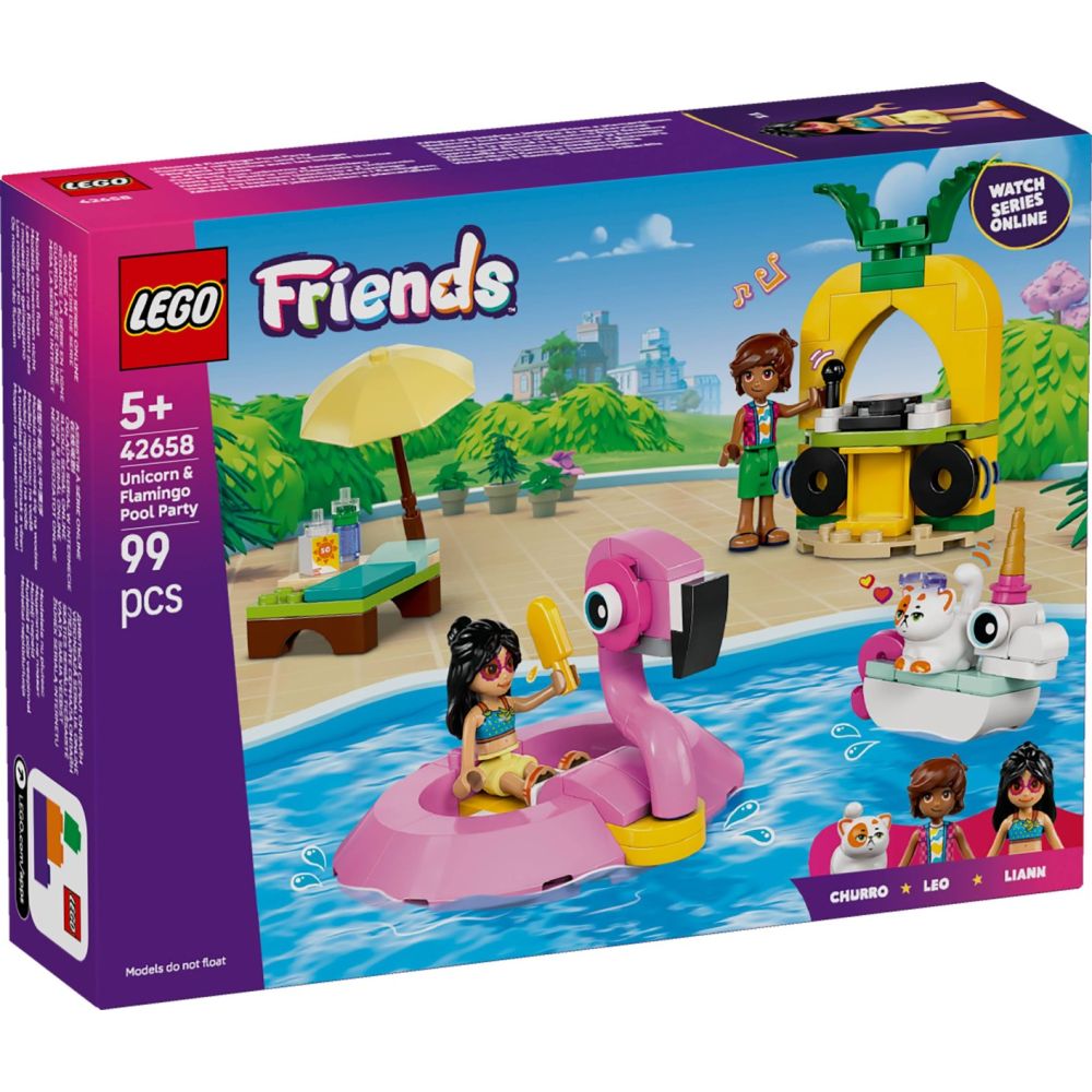 LEGO® Friends - Парти край басейна с еднорог и фламинго (42658)