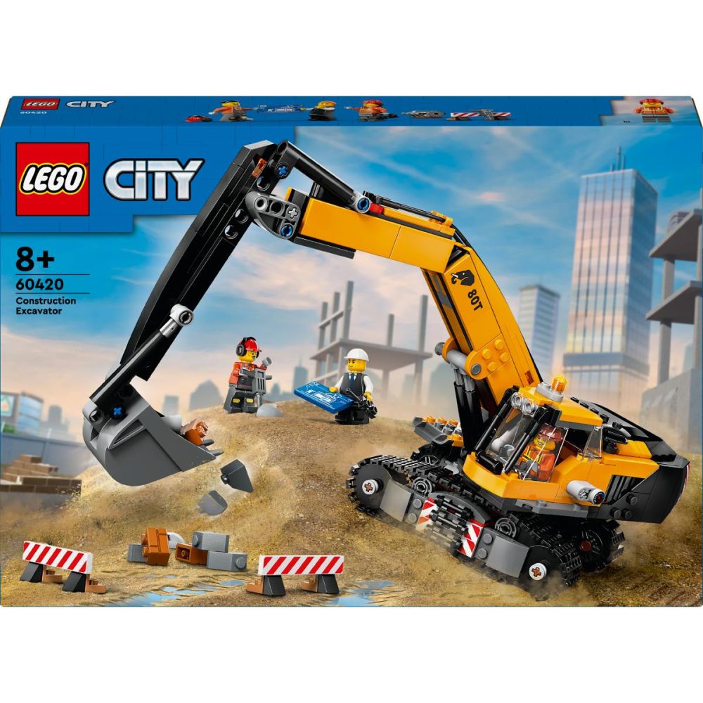 LEGO® City - Жълт строителен екскаватор (60420)