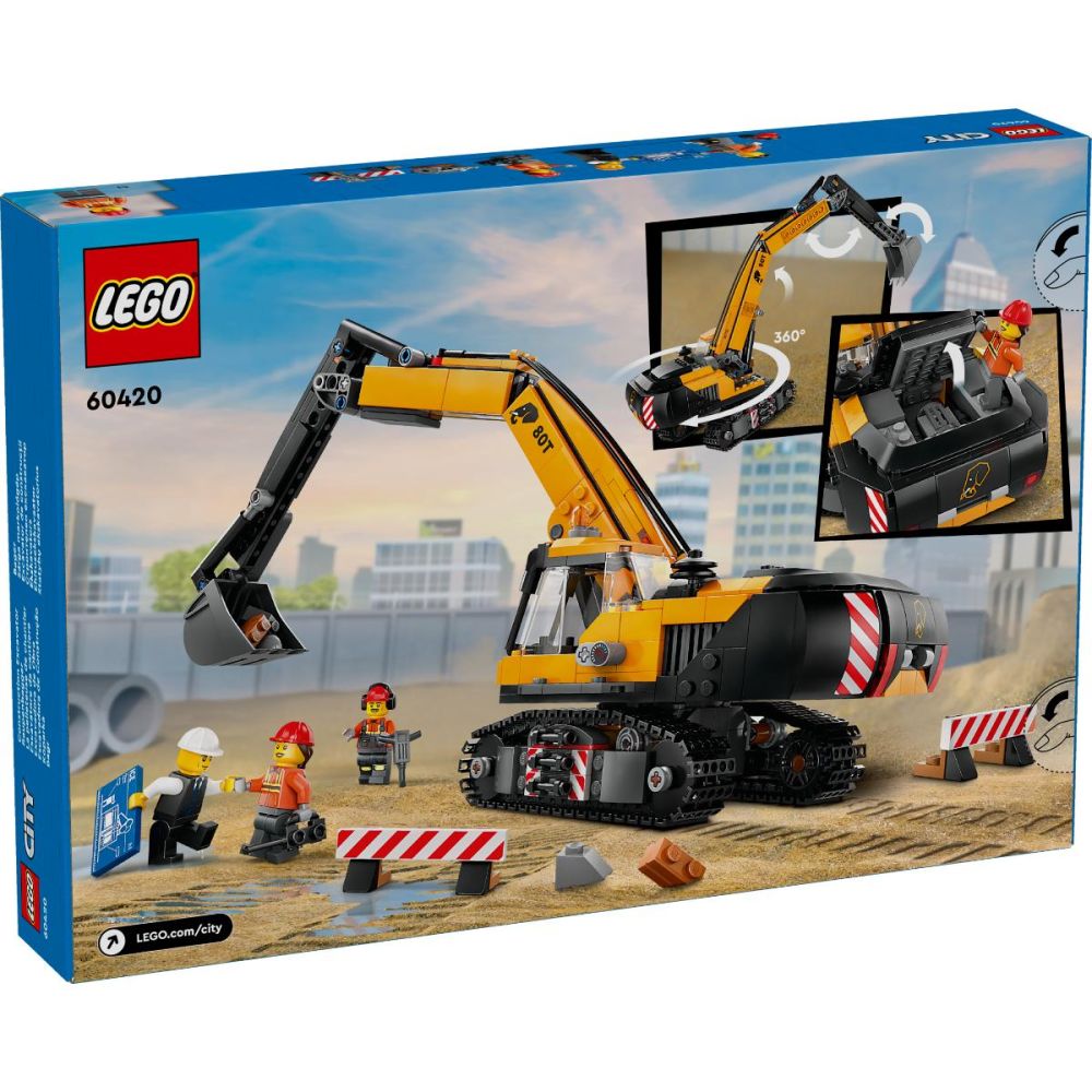 LEGO® City - Жълт строителен екскаватор (60420)