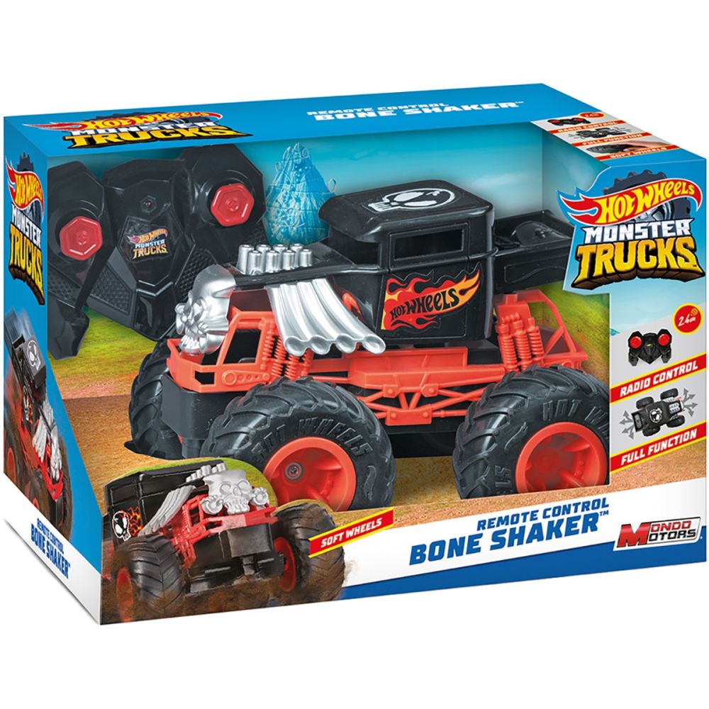 Кола с дистанционно Hot Wheels Monster Trucks, Bone Shaker