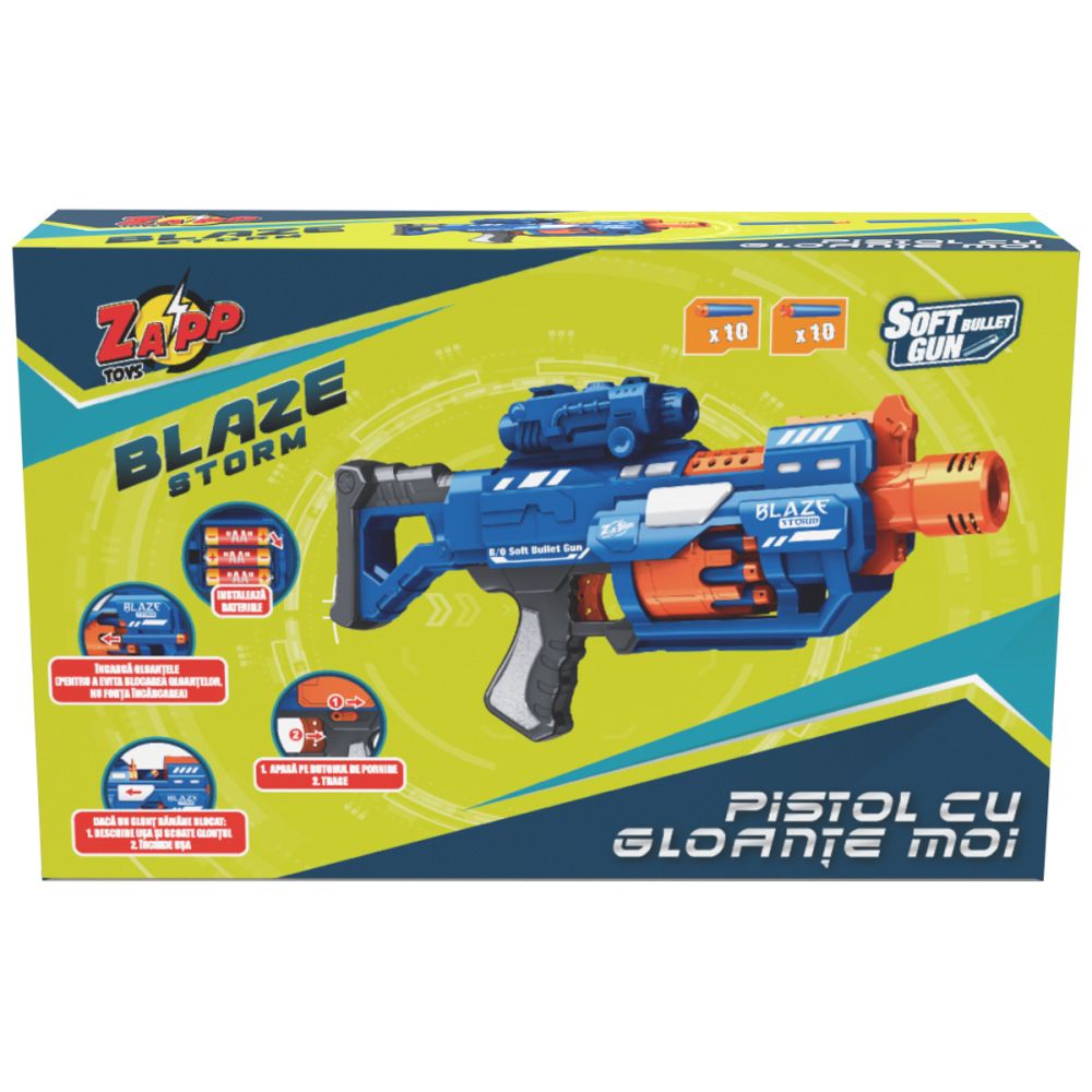 Пистолет Blaze Storm, Zapp Toys, с 20 гъбени стрелички, Син