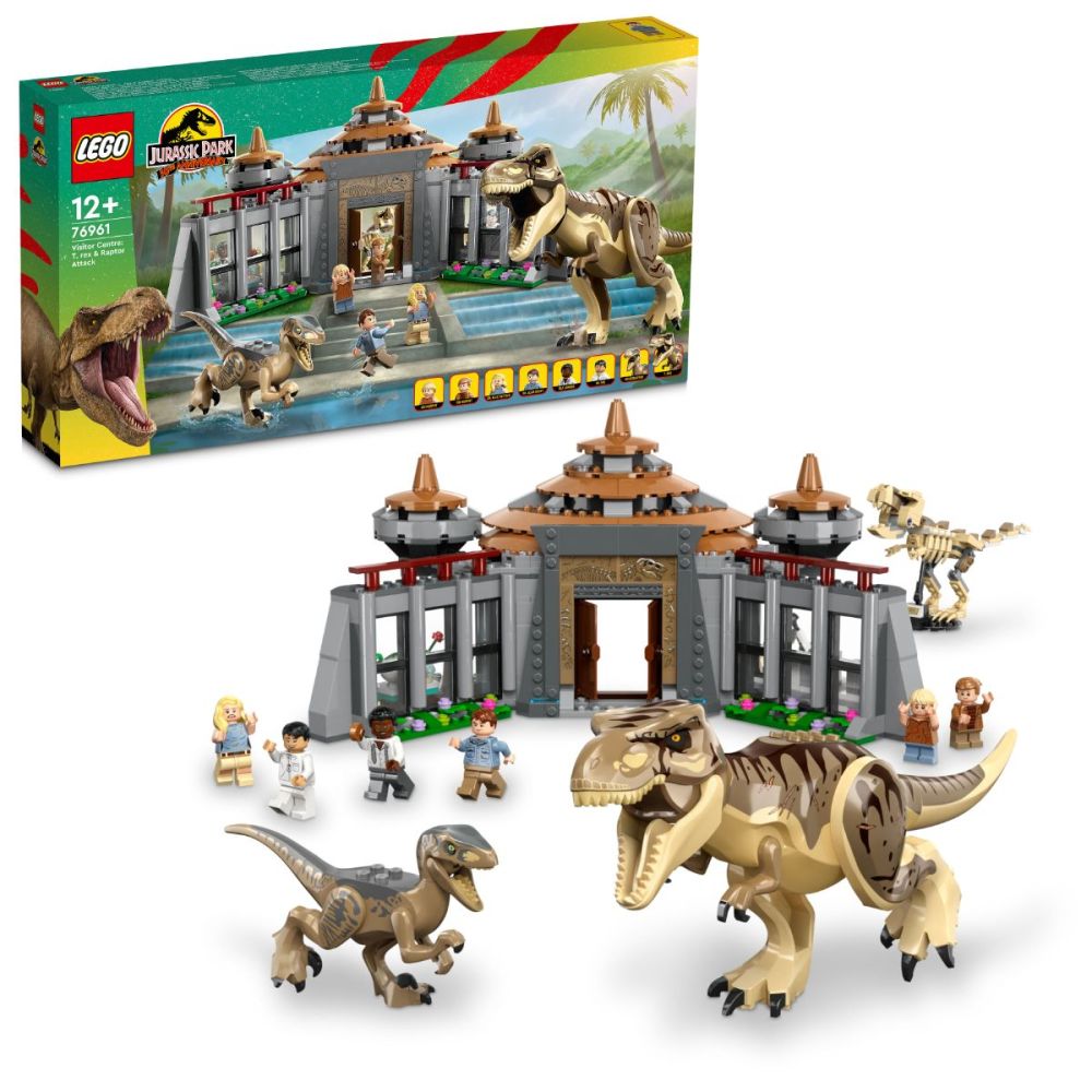 LEGO® Jurassic Park - Център за посетители: Нападение на тиранозавър рекс и раптор (76961)