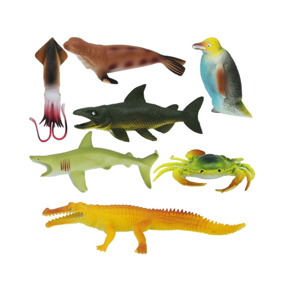 Комплект фигурки на животни от океана в голяма опаковка, Crazoo, 7 бр