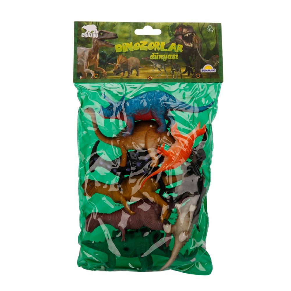 Комплект фигурки на динозаври в голяма опаковка, Crazoo, 9 бр