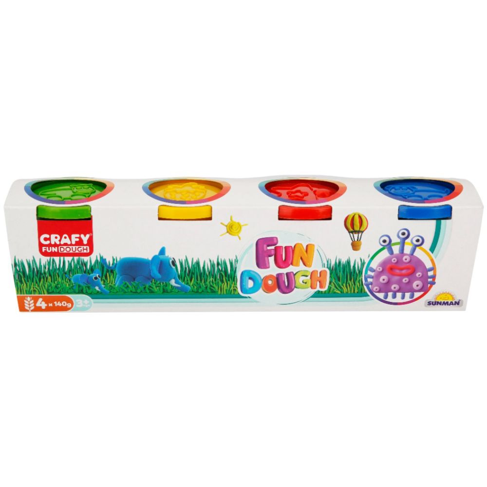 Комплект пластелин с 4 цвята, Crafy Fun, 560 гр