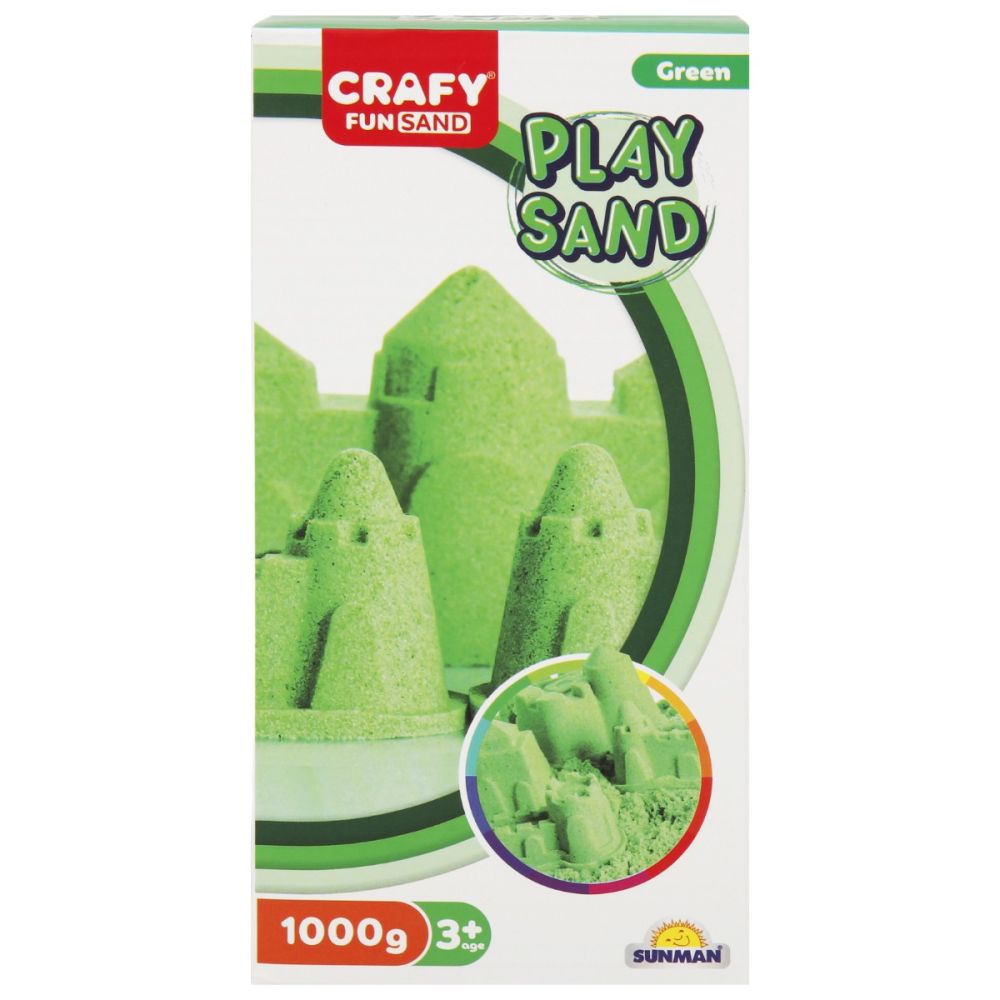 Кинетичен пясък, Crafy, 1 кг, Зелен