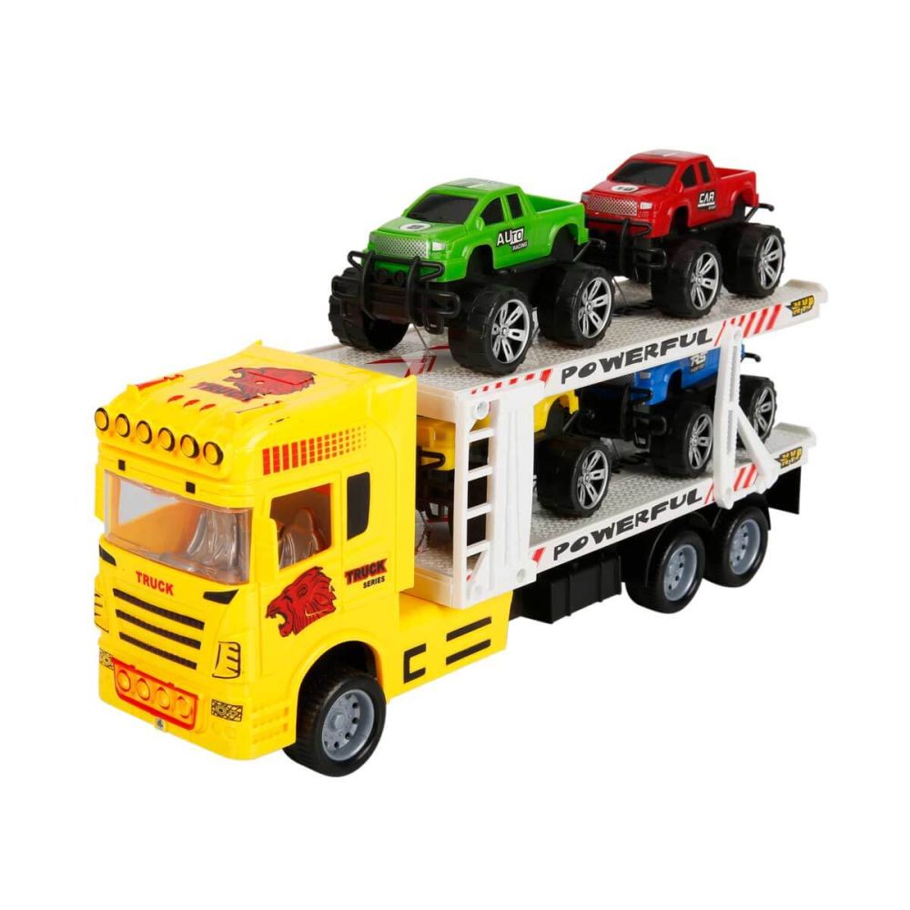 Жълт транспортер на 2 нива и 4 коли Jeep, Maxx Wheels, 1:32, 32 см