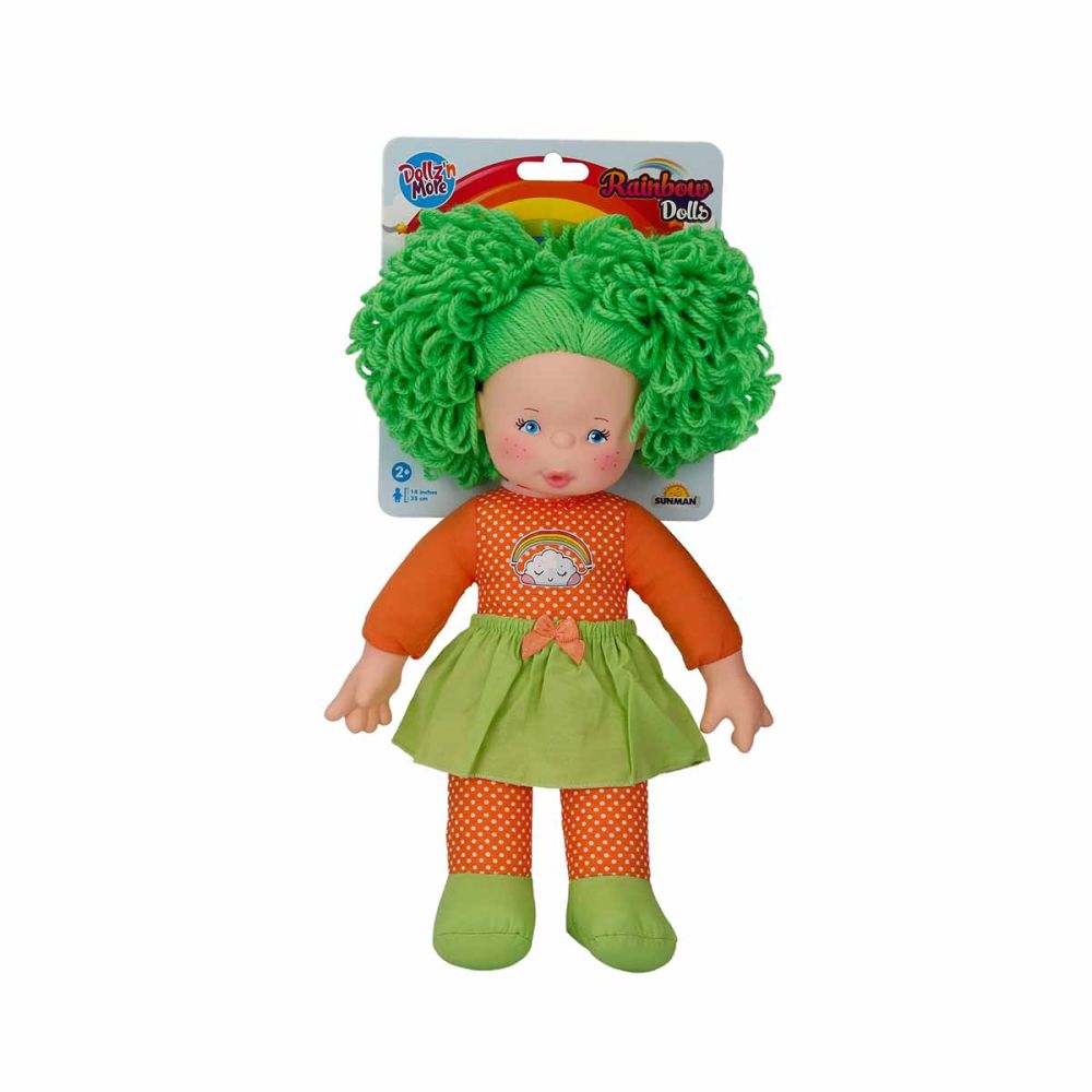 Кукла Дъга, Dollz And More, С зелена коса, 35 см