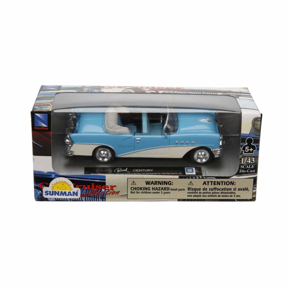 Метален автомобил, New Ray, Buick Century, 1:43, Бяло-Син