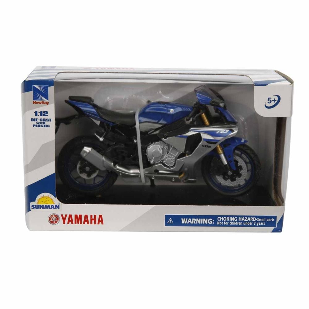 Метален мотоциклет, New Ray, Yamaha YZF-R1 2016, Син, 1:12