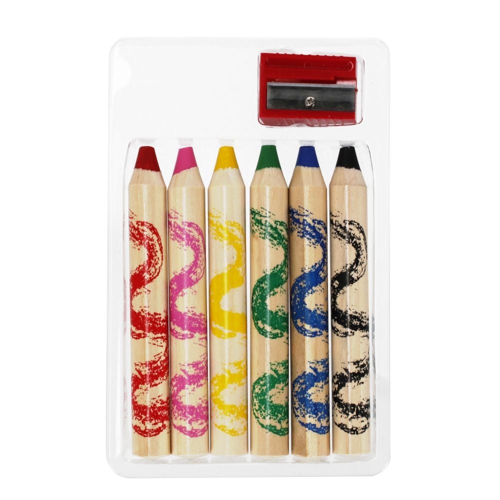 Цветни моливи, 6 цвята и острилки