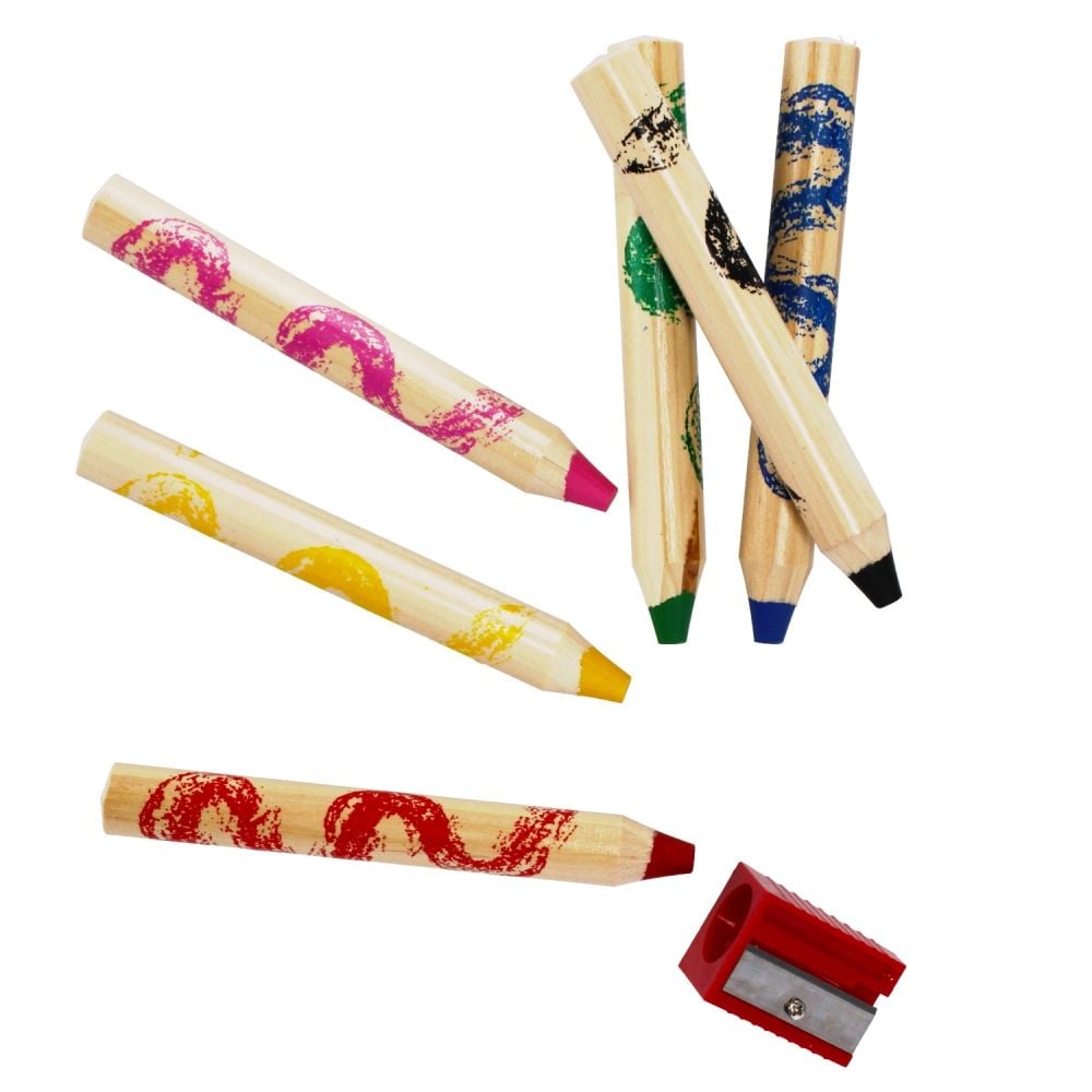 Цветни моливи, 6 цвята и острилки