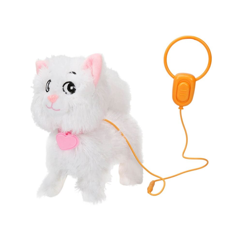 Интерактивна плюшена играчка със звуци, Puffy Friends, Котка, Бяла