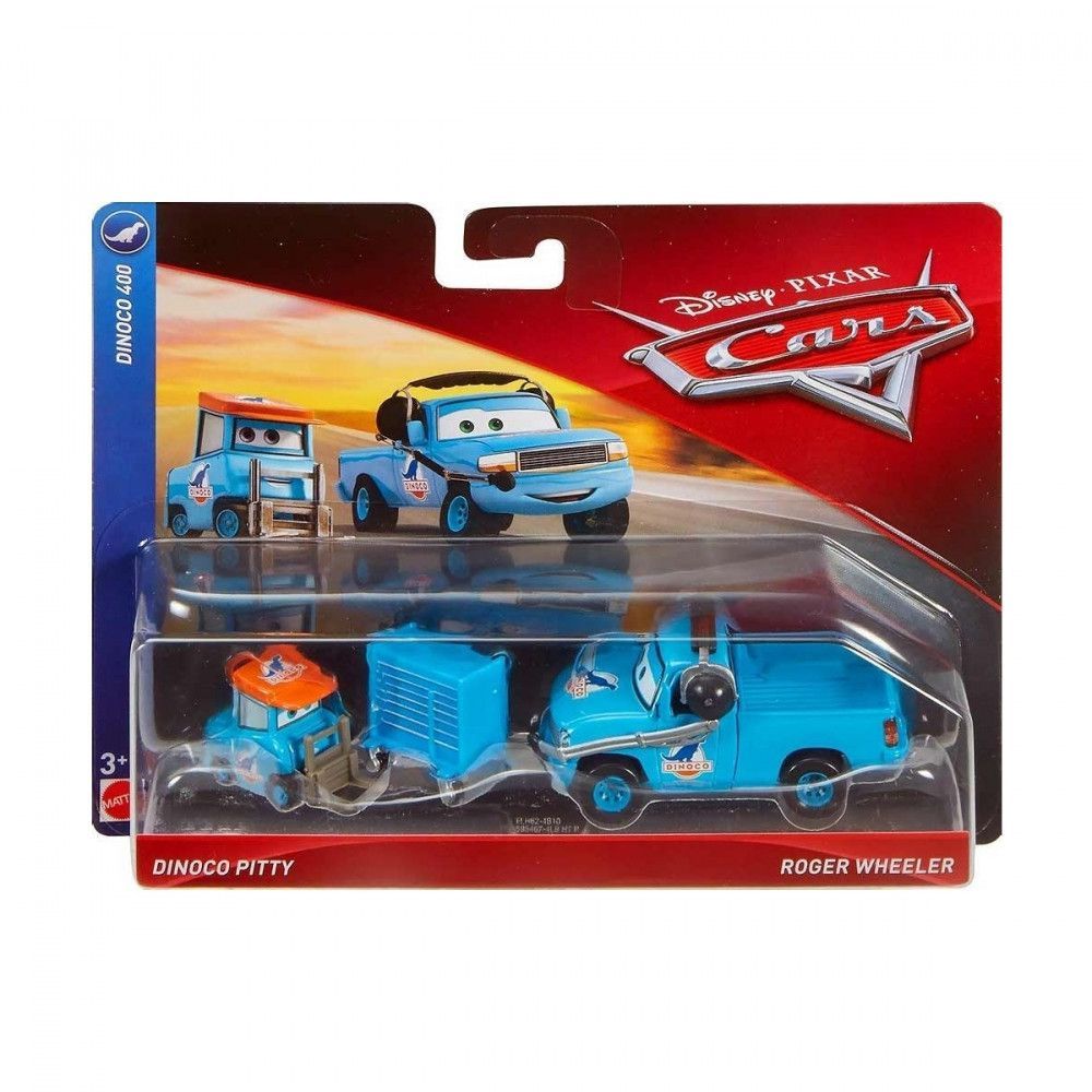 Комплект от две колички Disney Cars 3, Dinoco Pitty, Roger Wheeler, FLH62