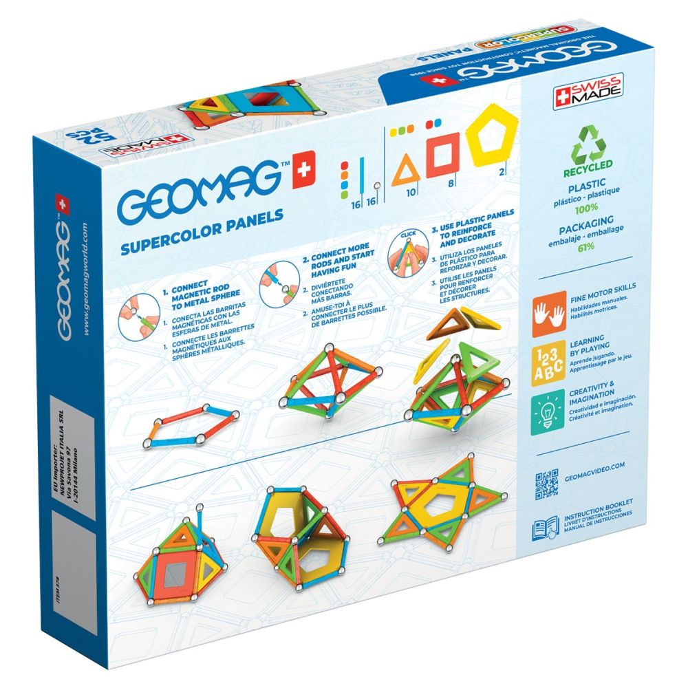 Игра с магнитна конструкция Geomag Supercolor, 52 части