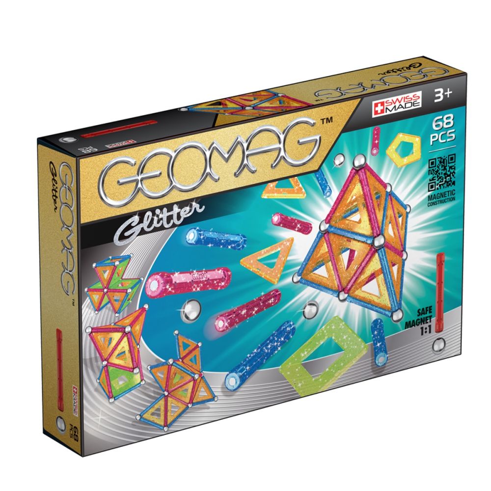 Игра с магнитна конструкция Geomag Glitter, 68 части