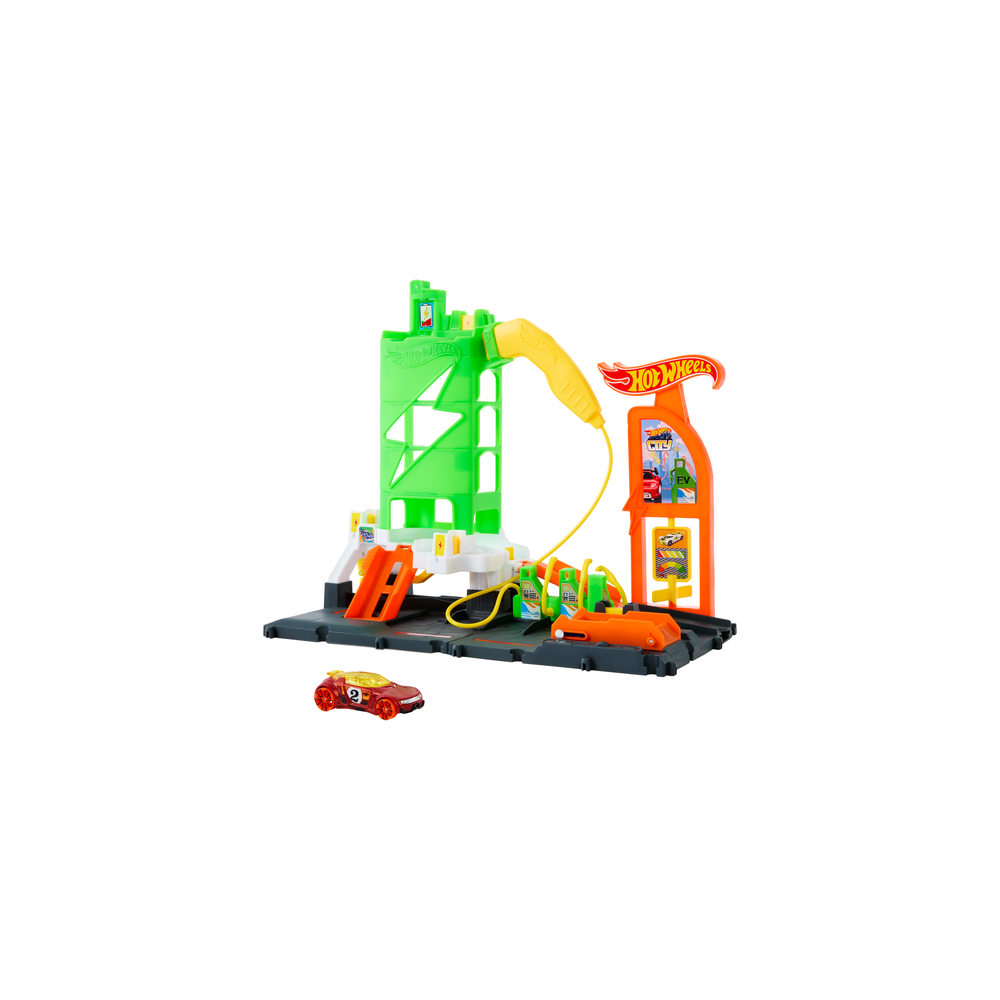 Автомобилна бензиностанция с включена количка, Hot Wheels, 1:64, HTN79