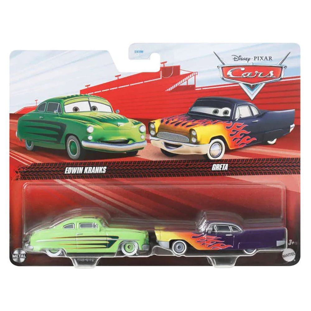 Комплект колички Disney Cars 3, Edwin Kranks и Greta, 1:55, HTX06