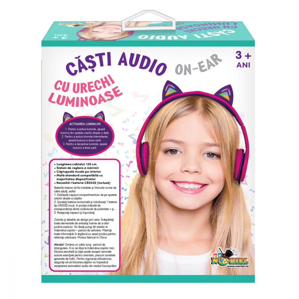 Аудио слушалки със светещи ушички Noriel On-Ear