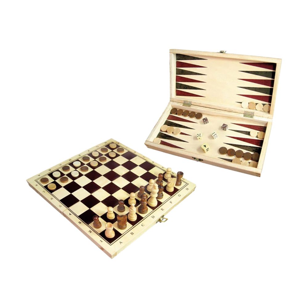 Комплект шах и табла от дърво Noriel Games