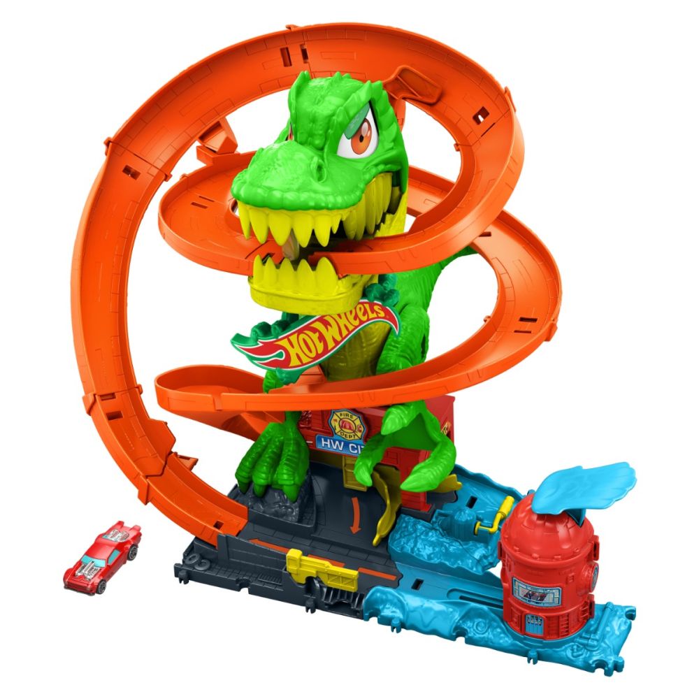 Комплект за игра с писта и количка, Hot Wheels, T-Rex Blaze Battle, JBM73