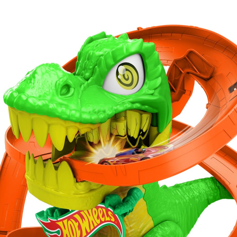 Комплект за игра с писта и количка, Hot Wheels, T-Rex Blaze Battle, JBM73