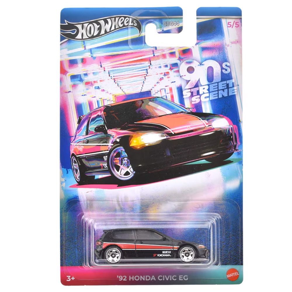 Метална количка, Hot Wheels, 90 Street Sport, 92 Honda Civic EG, 1:64, JCB56
