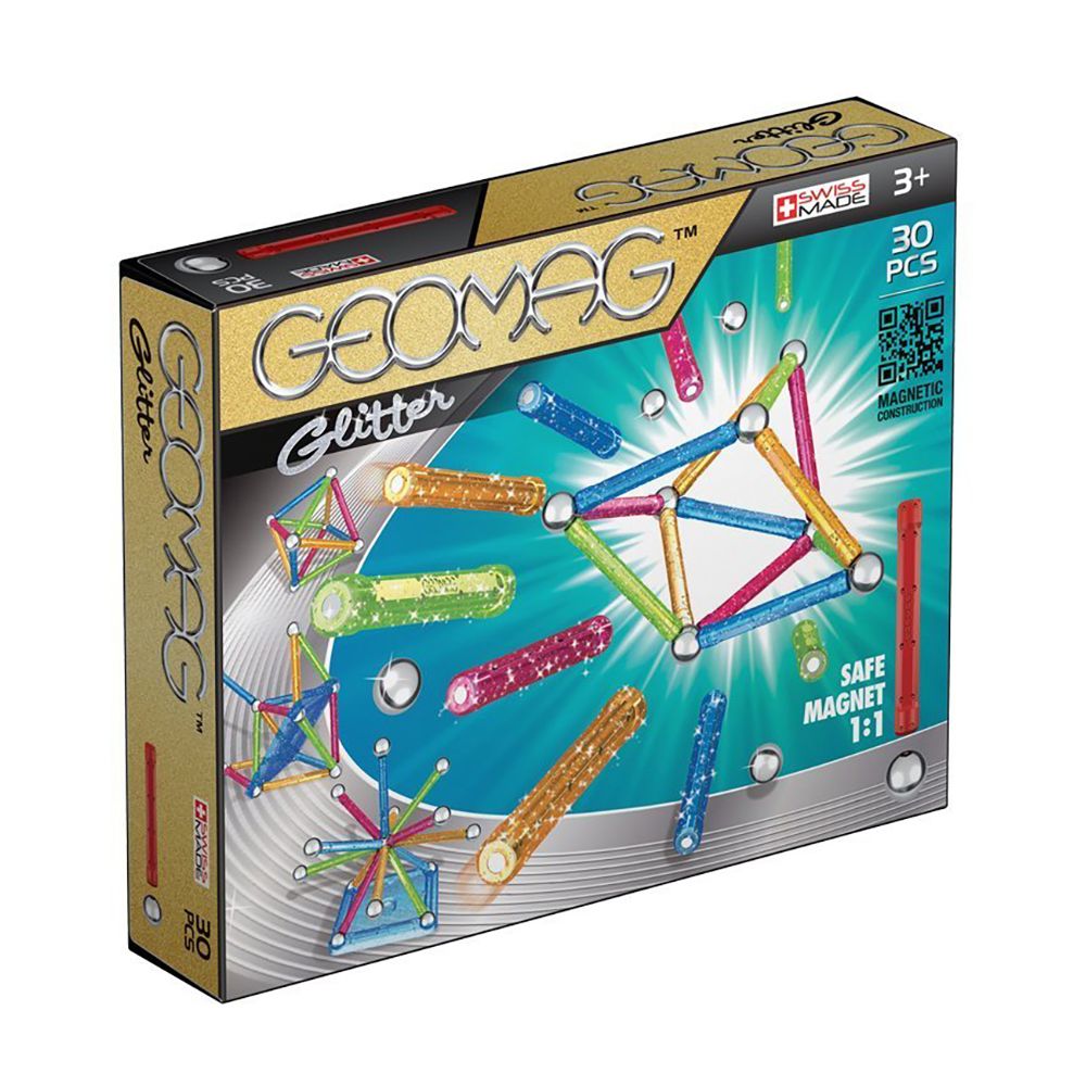 Игра с магнитна конструкция Geomag Glitter, 30 части