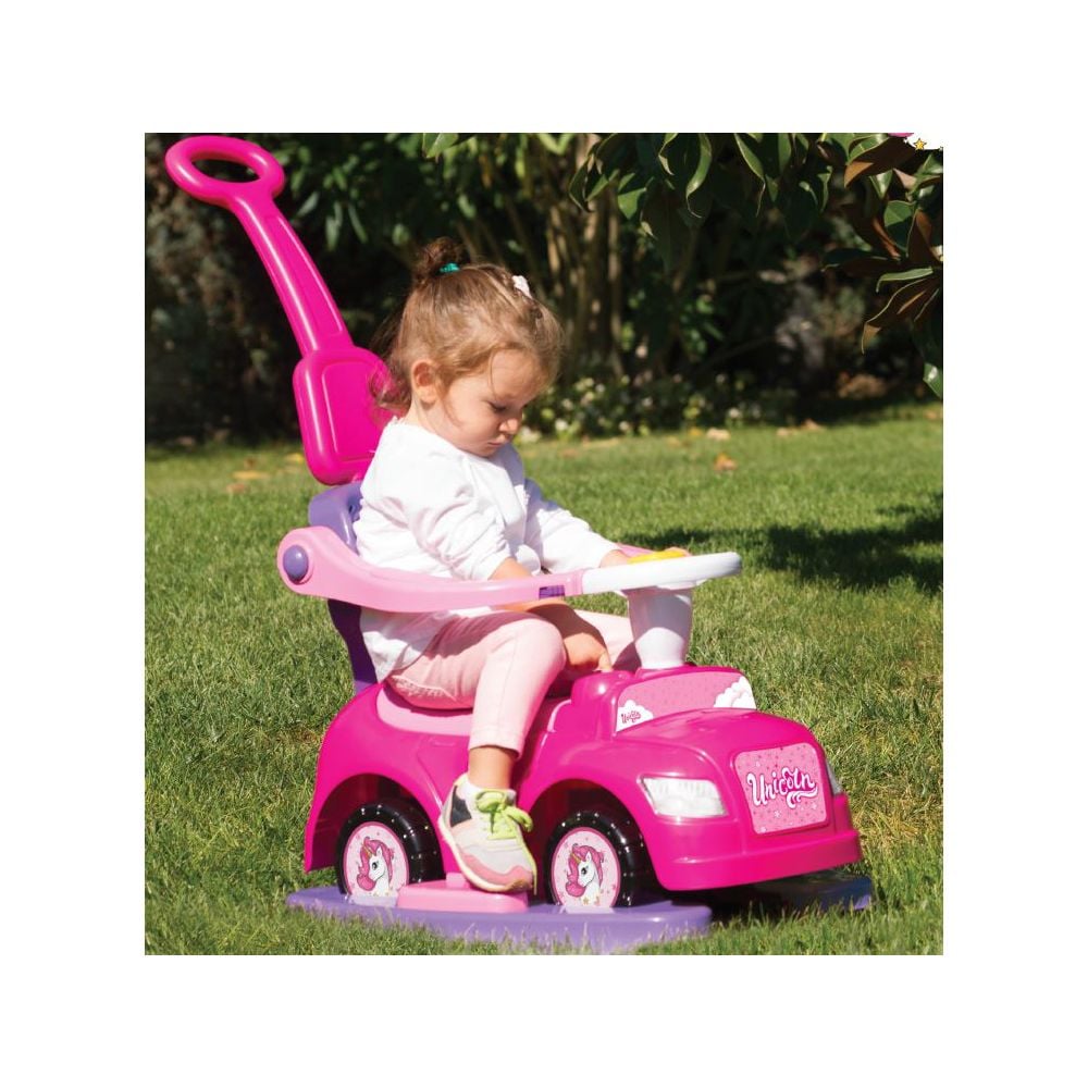 Количка с кормило Walk and Drive Dolu Unicorn Step 4 в 1, Розова