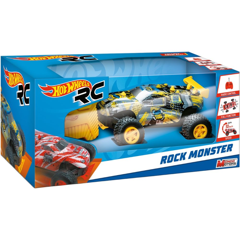 Количка с дистанционно, Hot Wheels, Rock Monster, 1:24, Жълта