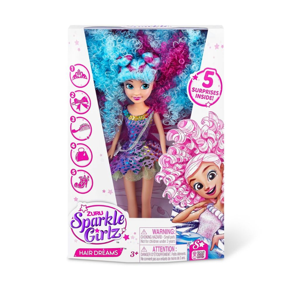 Комплект за игра Sparkle Girlz, Кукла Hair Dreams, Синя | Toyzz Shop