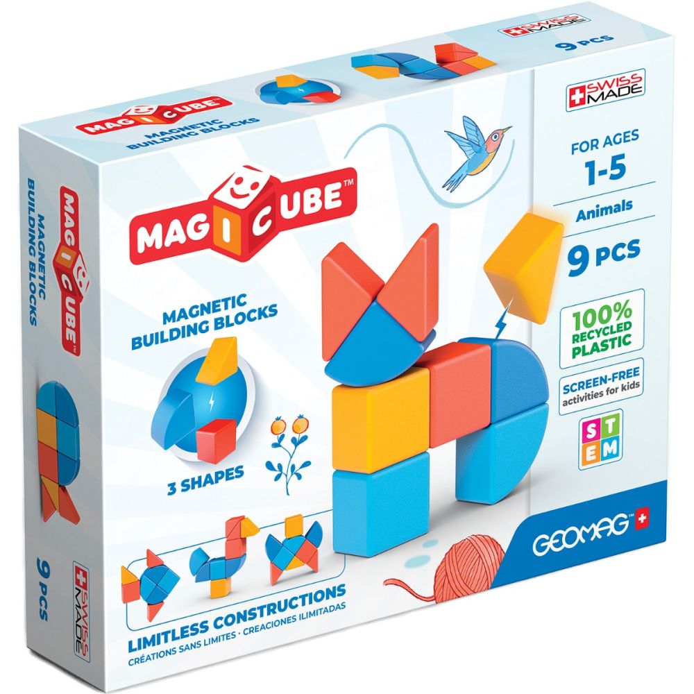 Строителна игра Geomag, Magnetic Magic Blocks Животни, 9 части
