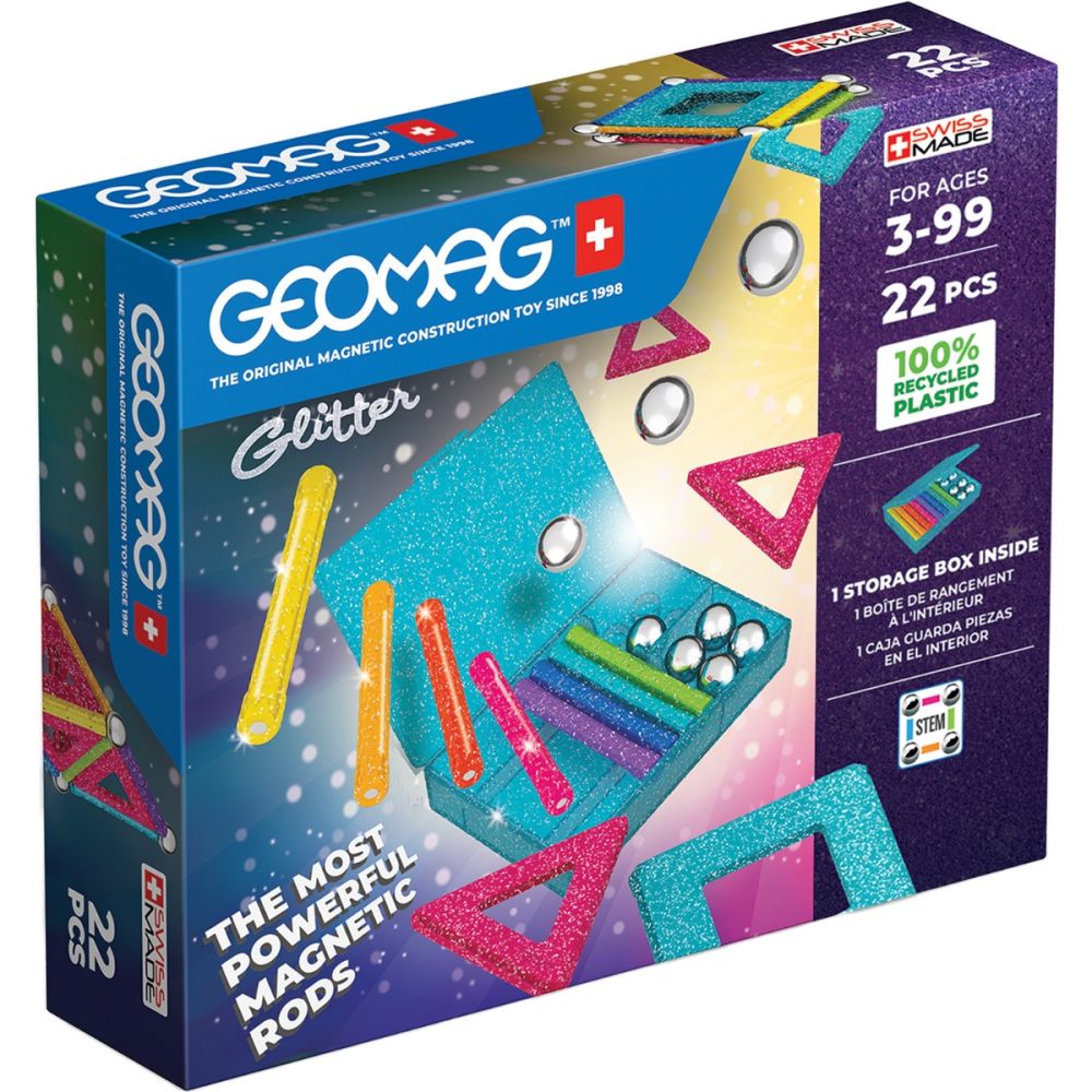 Строителна игра Geomag, Magnetic Glitter, 22 части